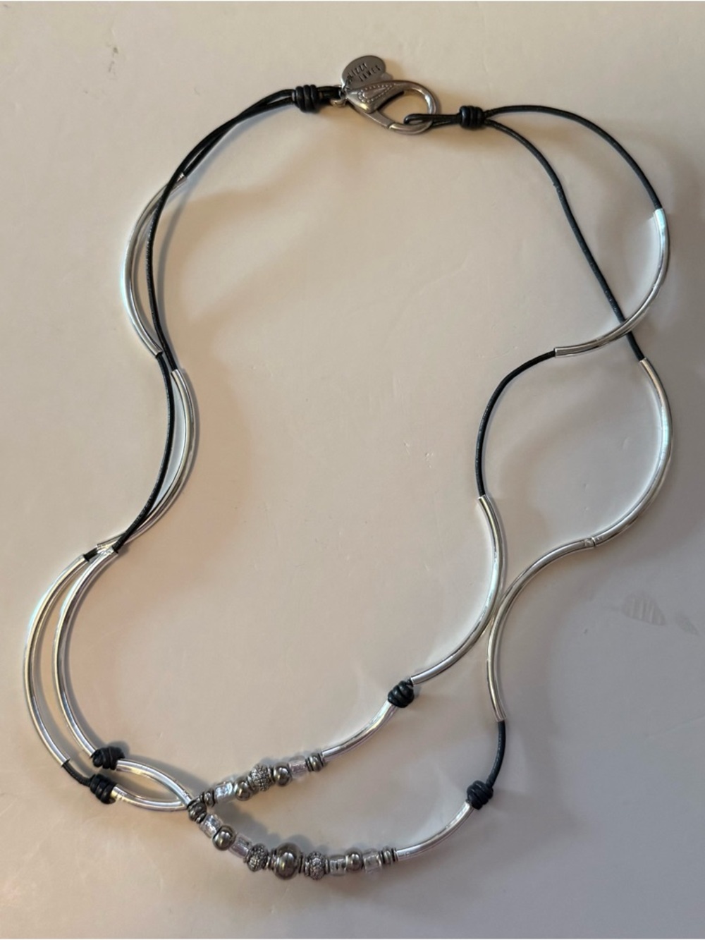 Lizzy James Beaded Wave Necklace - Black Cord